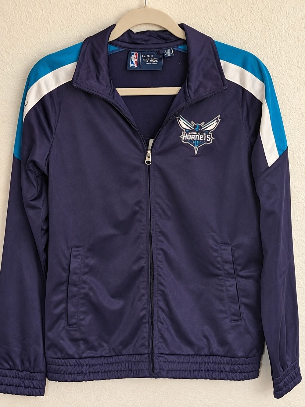 G-III 4Her Charlotte Hornets Women's Full Zip Track Jacket Purple Glitter Size S